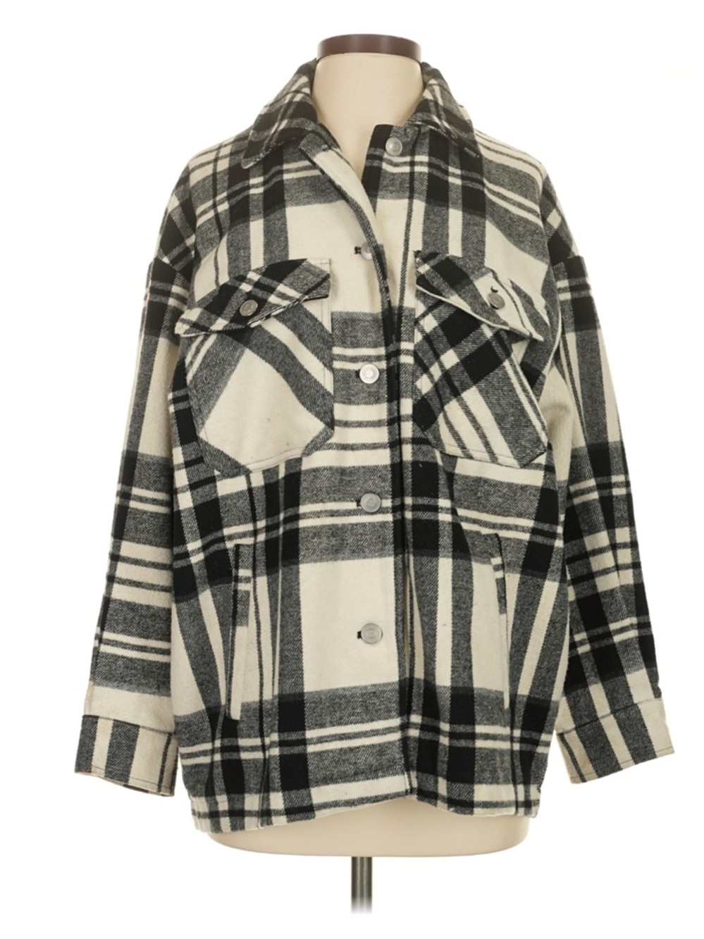 Zara Wool Blend Plaid Shacket